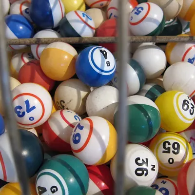Bingo balls in a drum