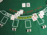 Blackjack layout with cards dealt