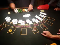 Live casino table with a dealer