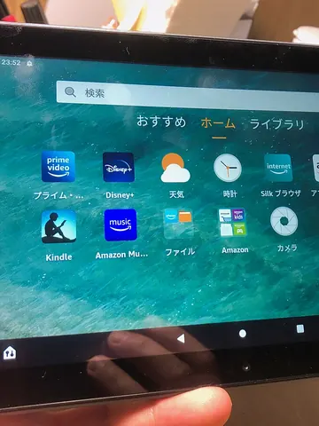 Android tablet held in a hand