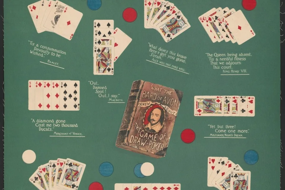 Hand of cards turned over on the table