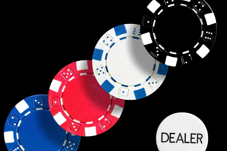 Chip stacks beside the betting box