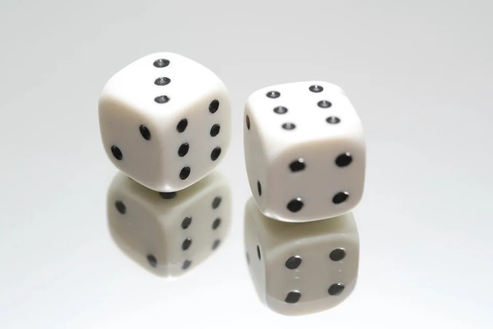 White dice, gambling, table top