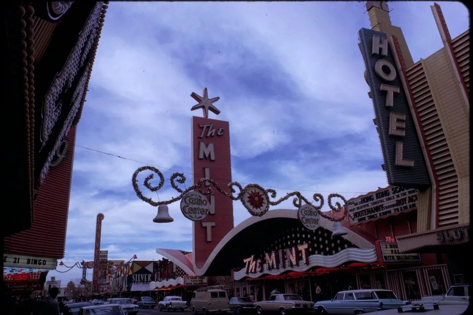 Neon casino sign above the entrance
