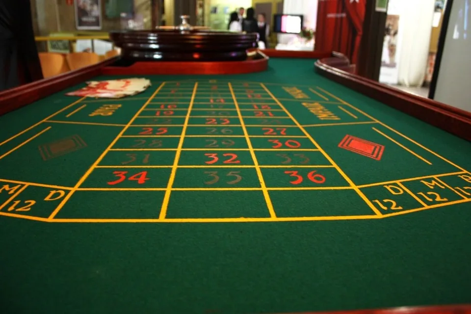 Roulette table with the layout in view