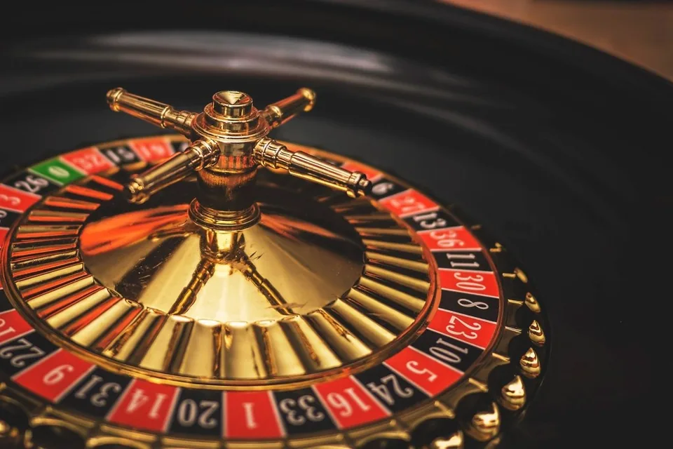 Casino roulette wheel close up