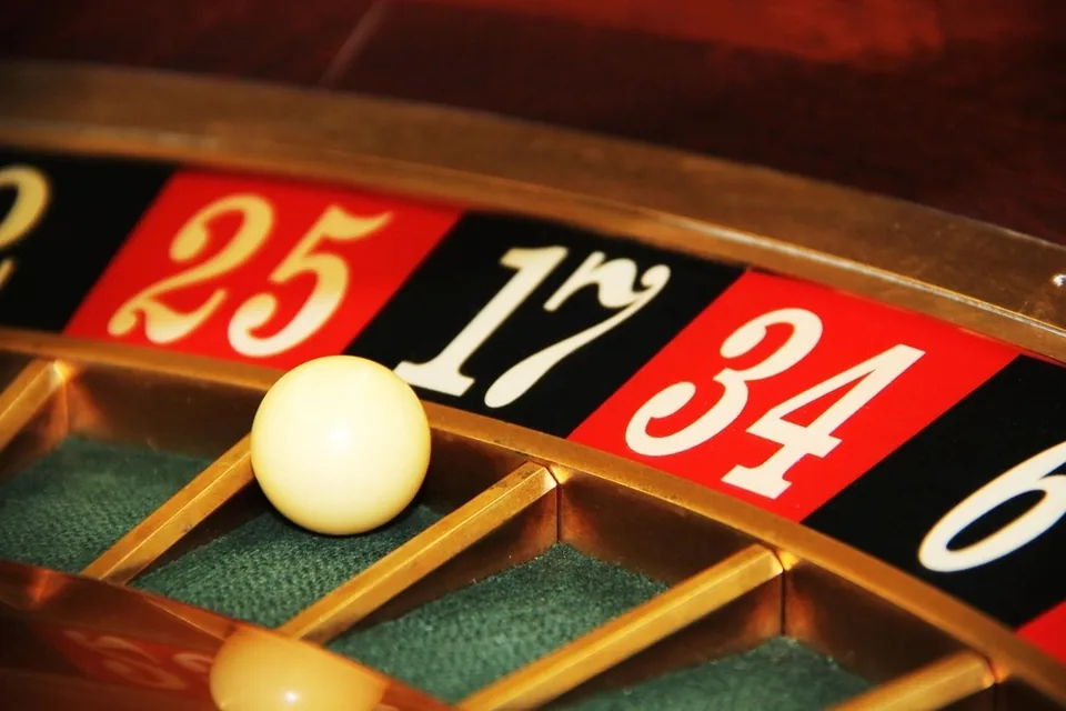 Numbered pockets on the roulette wheel