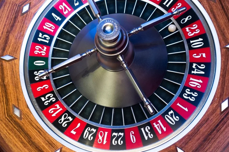 Numbered pockets on the roulette wheel