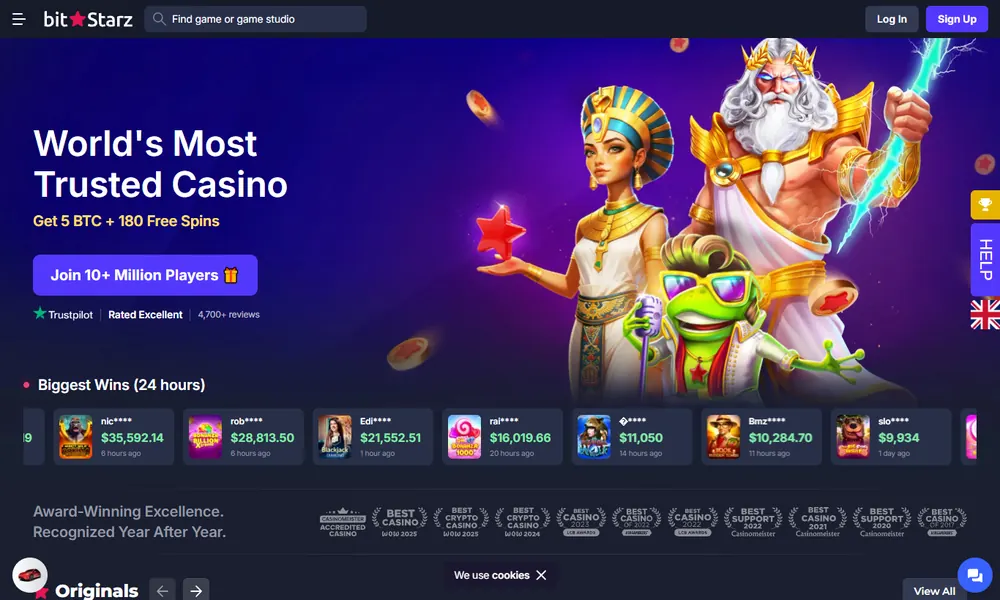 BitStarz casino lobby on desktop