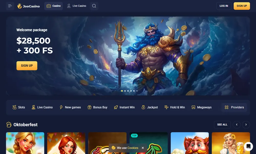 Joo Casino slots lobby with game tiles