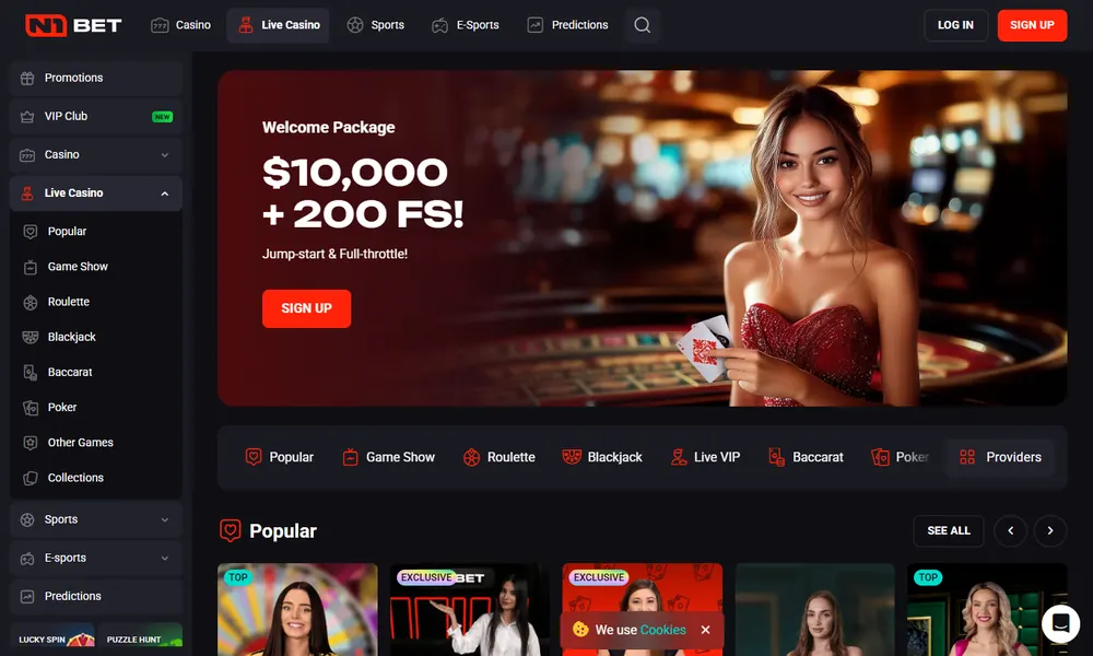 N1 Bet live casino tables