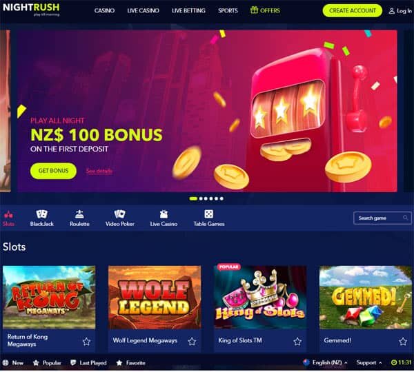 Nightrush Online Casino NZ