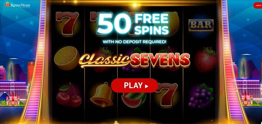 50 free spins on Classic Sevens